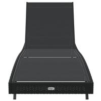 Ligstoel 1-persoon Zwart 70 x 197 x 82 cm Poly Rattan en Metaal - thumbnail