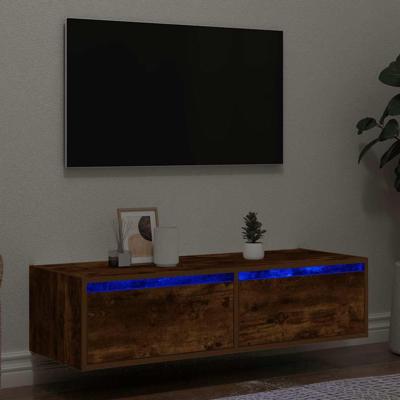 Tv-meubel met LED-verlichting 100X35,5x25 cm gerookt eikenkleur