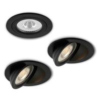 LED-inbouwspot set 3 stuks Sienna zwart 5W extra warm-wit 2700K - thumbnail