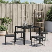 Tuinkrukken 4 st met kussens staal en textileen zwart - thumbnail