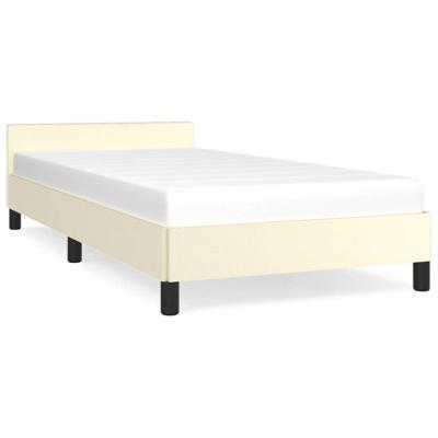 Bedframe met hoofdeinde zonder matras 90x200 cm crèmekleurig