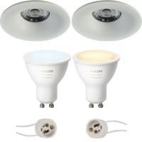 Pragmi Nora Pro - Inbouw Rond - Mat Wit - Ø82mm - Philips Hue - Led Spot Set Gu10 - White Ambiance - Bluetooth - thumbnail