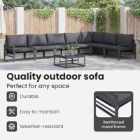 Tuinbankenset met kussen 7 pcs Zwart Staal - thumbnail