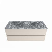 MONDIAZ VICA-DLUX 120cm badmeubel onderkast Linen 2 lades. Inbouw wastafel CLOUD dubbel zonder kraangat, kleur Lava. - thumbnail