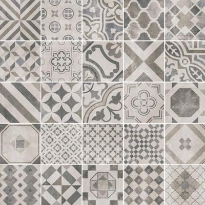 Vloer-/wandtegel Portugees Vintage Cementina 20x20cm black & white mat