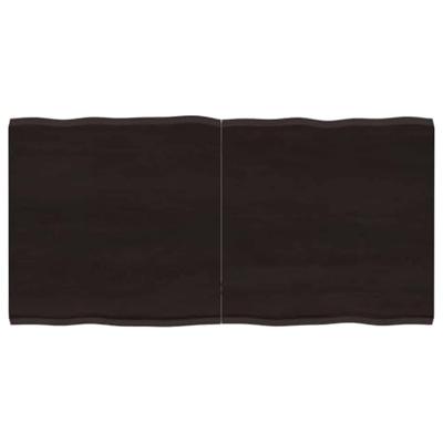 Tafelblad natuurlijke rand 120x60x(2-4)cm eikenhout donkerbruin