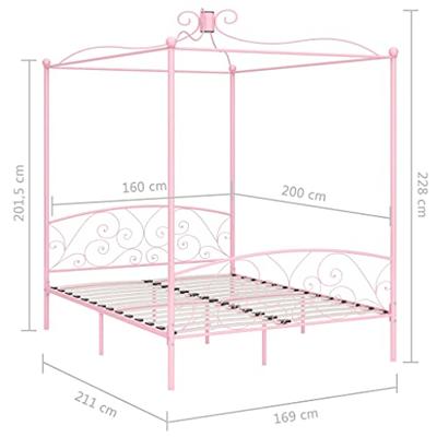 Hemelbedframe metaal roze 160x200 cm