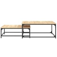 2-delige Tafeltjesset bewerkt hout sonoma eikenkleurig - thumbnail