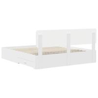 Bedframe met hoofdeinde met lade Wit 200 x 200 cm Bewerkt hout - thumbnail