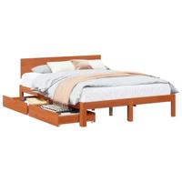 Bedframe met hoofdeinde 3 pcs Wasbruin Massief Vurenhout - thumbnail