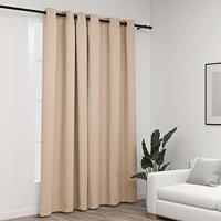 VidaXL Gordijn linnen-look verduisterend met ogen 290x245 cm beige - thumbnail