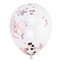 Ballonnen met Rosegouden Confetti, 8st. - thumbnail