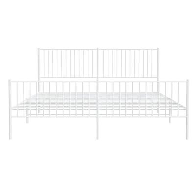 Bedframe met hoofd- en voeteneinde metaal wit 193x203 cm