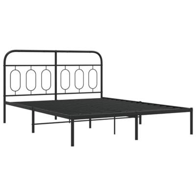 Bedframe met hoofdbord metaal zwart 135x190 cm