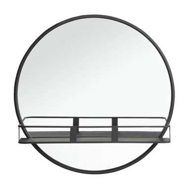 Spiegel met plateau Roel - zwart - 12xØ50 cm