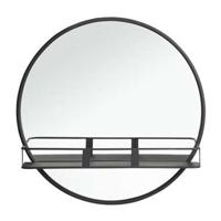 Spiegel met plateau Roel - zwart - 12xØ50 cm - thumbnail