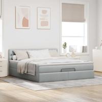 Ottoman bed met matras 180x200cm stof lichtgrijs - thumbnail