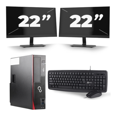 Fujitsu Esprimo D556 SFF - Intel Core i5-6e Generatie - 8GB RAM - 256GB SSD - Windows 11 + 2x 22 inch Monitor