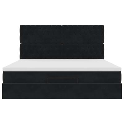 Ottoman bed met matrassen en LED's 160x200cm fluweel zwart