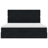 Ottoman bed met matrassen en LED's 160x200cm fluweel zwart - thumbnail