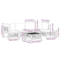 6-delige Loungeset met kussens massief acaciahout - thumbnail