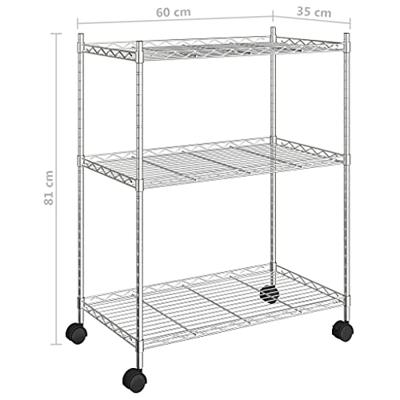 VidaXL Opbergrek met wielen 3-laags 150 kg 60x35x81 cm chroomkleurig