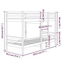 Stapelbedframe zonder matras massief grenenhout 90x190 cm - thumbnail
