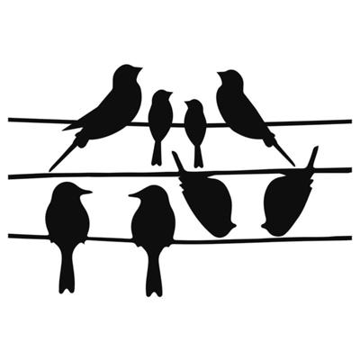 Esschert Design Raamstickers vogels op draad Esschert Design Raamstickers vogels op draad
