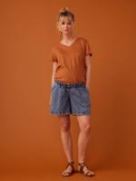 Denim zwangerschapsshort met paperbag-effect ENVIE DE FRAISE stone - thumbnail