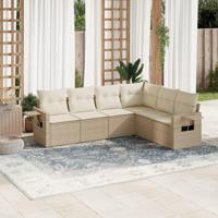 6-delige Loungeset met kussens poly rattan beige - thumbnail