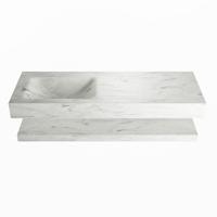 MONDIAZ ALAN-DLUX 130cm planchet Opalo. Vrijhangende wastafel CLOUD links 1 kraangat, kleur Opalo. - thumbnail