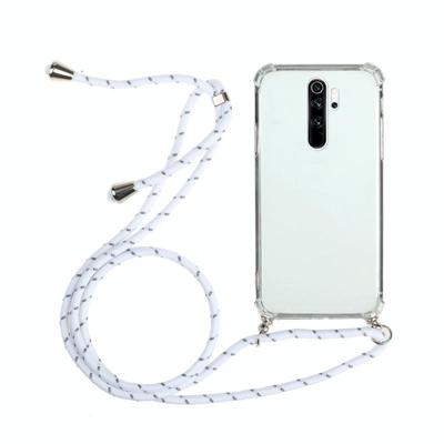 Voor Xiaomi Redmi 9 Schokbestendige transparante TPU-beschermhoes met Lanyard(Wit)
