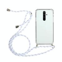 Voor Xiaomi Redmi 9 Schokbestendige transparante TPU-beschermhoes met Lanyard(Wit) - thumbnail