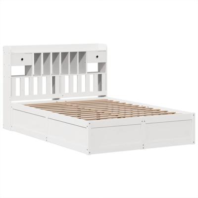 Bedframe zonder matras massief grenenhout wit 140x190 cm