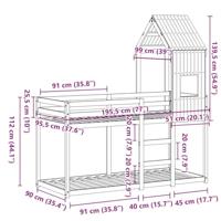 Stapelbedframe zonder matras massief grenenhout 90x190 cm - thumbnail