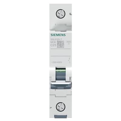 Zekeringautomaat 1-polig 25 A 230 V, 400 V Siemens 5SL61257 Zekeringautomaat 1-polig 25 A 230 V, 400 V Siemens 5SL61257