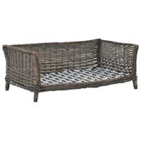 VidaXL Hondenmand met kussen 90x54x35 cm natuurlijk wilgen grijs - thumbnail