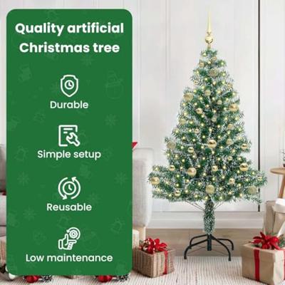 VidaXL Kunstmatige kerstboom sneeuw gevlochten met led licht 150 cm