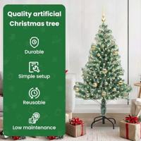 VidaXL Kunstmatige kerstboom sneeuw gevlochten met led licht 150 cm - thumbnail