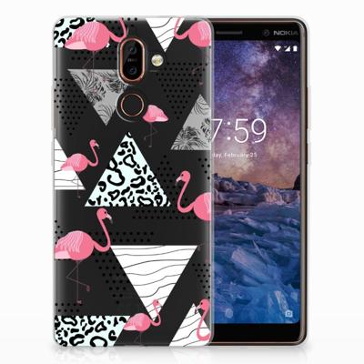 Nokia 7 Plus | TPU Hoesje | Flamingo Triangle