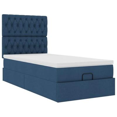 Ottoman bed met matras en LED's 80x200cm stof blauw
