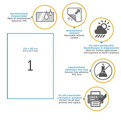 Etiket HERMA 4577 210x297mm folie wit 20 etiketten Etiket HERMA 4577 210x297mm folie wit 20 etiketten