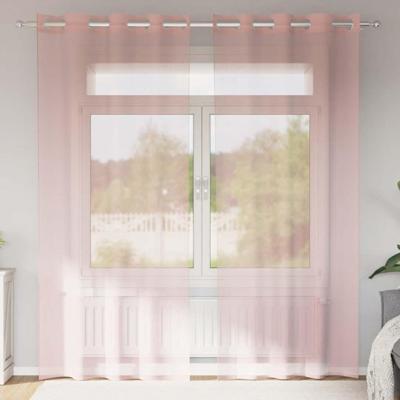 Gordijnen met doorvoertules 2 st 140x225 cm roze