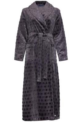 Dames Badjas Fleece - Grijs - Morning Gown - Extra lange warme ochtendjas- Sjaalkraag - Ceintuur