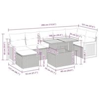 8-delige Loungeset met kussens poly rattan acacia bruin - thumbnail