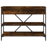 Wandtafel met lades en schappen bewerkt hout gerookt eikenkleur - thumbnail