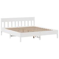 Bedframe zonder matras massief grenenhout wit 180x200 cm - thumbnail