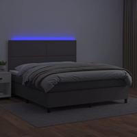 Boxspring met matras en LED kunstleer grijs 140x200 cm - thumbnail