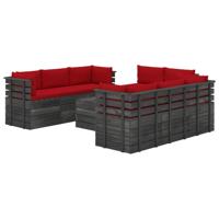 vidaXL 9-delige Loungeset met kussens pallet massief grenenhout - thumbnail