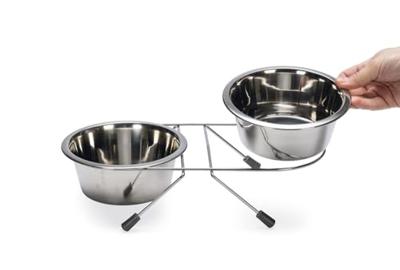 Standaard met 2 rvs 16 cm hondenvoerbakken - thumbnail